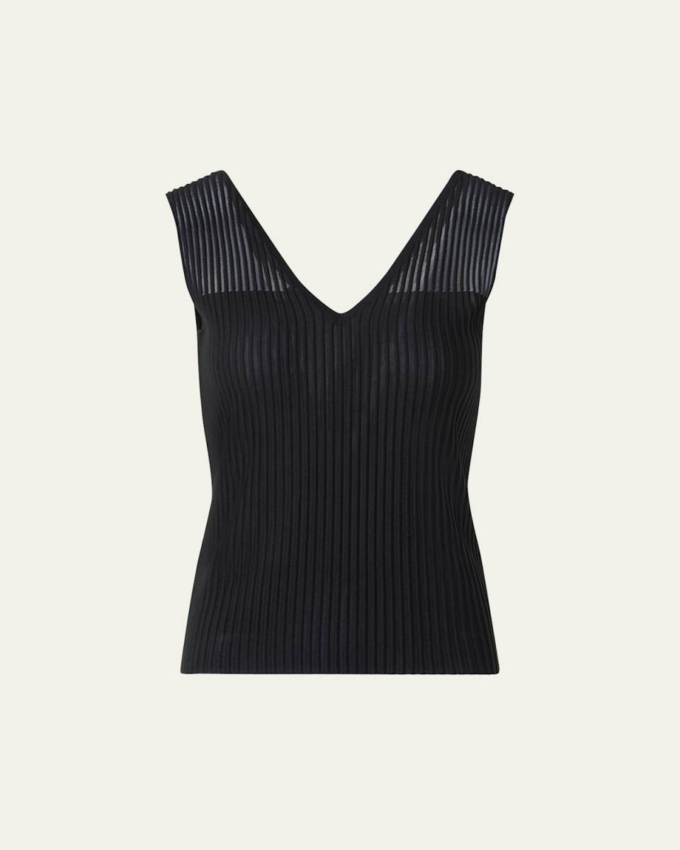 Lined Semi-Transparent Shoulder Knit Top